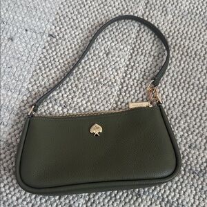 Kate Spade Kayla Pebbled Leather Shoulder Bag in Dark Green